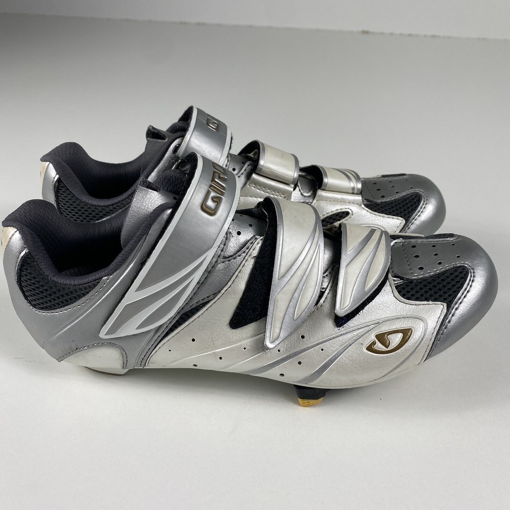 GIRO Sante Womens Road Triathlon Cycling Shoes White Silver Size 8.25 EU 40